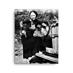 Bonnie Parker canvas print on a plain backdrop in size 16"x20".