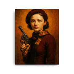 Bonnie Parker canvas print on a plain backdrop in size 16"x20".