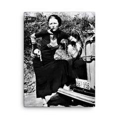 Bonnie Parker canvas print on a plain backdrop in size 18"x24".