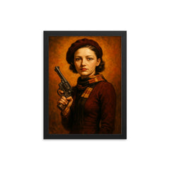 Bonnie Parker framed print on a plain backdrop in size 12"x16".