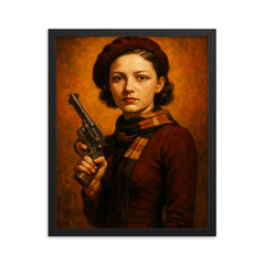 Bonnie Parker framed print on a plain backdrop in size 16"x20".