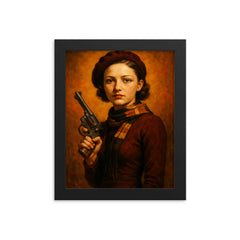 Bonnie Parker framed print on a plain backdrop in size 8"x10".