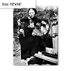 Bonnie Parker metal print on a plain backdrop in size 12"x16".