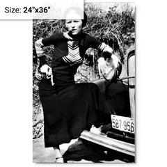 Bonnie Parker metal print on a plain backdrop in size 24"x36".
