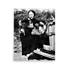 Bonnie Parker poster on a plain backdrop in size 16"x20".