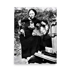 Bonnie Parker poster on a plain backdrop in size 18"x24".