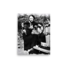 Bonnie Parker poster on a plain backdrop in size 8"x10".