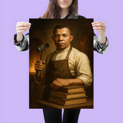 Booker T Washington forge and books portrait poster 3