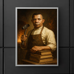 Booker T Washington forge and books portrait poster 5