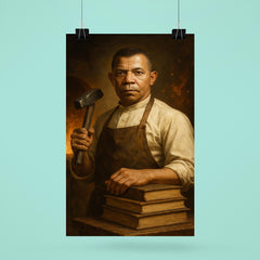 Booker T Washington forge and books portrait poster 6