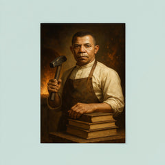 Booker T Washington forge and books portrait poster 8