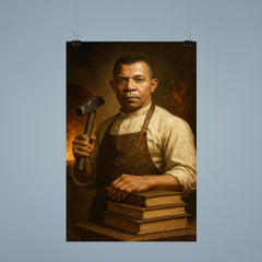 Booker T Washington forge and books portrait poster 9