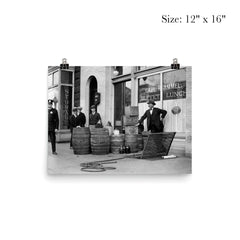 Bootleg liquor raid - Police posing with barrels of bootleg liquor seized in a raid on a Speakeasy, 1923 poster 3