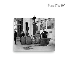 Bootleg liquor raid - Police posing with barrels of bootleg liquor seized in a raid on a Speakeasy, 1923 poster 4