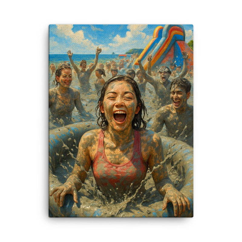 Boryeong Mud Festival South Korea canvas print on a plain backdrop in size 18