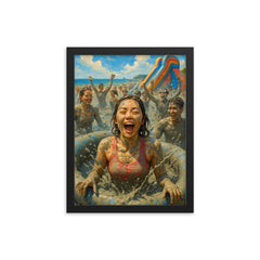Boryeong Mud Festival South Korea framed print on a plain backdrop in size 12"x16".