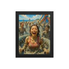 Boryeong Mud Festival South Korea framed print on a plain backdrop in size 8"x10".