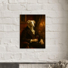 Borzoi aristocrat in decadent Russian salon metal print mockup