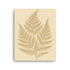 Botanical fern leaves in elegant line art canvas print 16x20