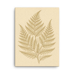 Botanical fern leaves in elegant line art canvas print 18x24