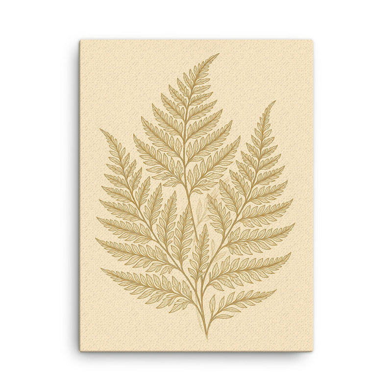 Botanical fern leaves in elegant line art canvas print 18x24