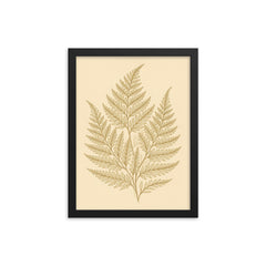 Botanical fern leaves in elegant line art framed print mockup 12x16