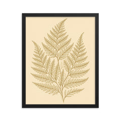 Botanical fern leaves in elegant line art framed print mockup 16x20