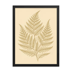 Botanical fern leaves in elegant line art framed print mockup 18x24
