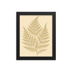 Botanical fern leaves in elegant line art framed print mockup 8x10
