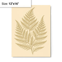 Botanical fern leaves in elegant line art metal print mockup 12x16
