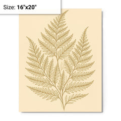 Botanical fern leaves in elegant line art metal print mockup 16x20