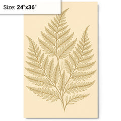Botanical fern leaves in elegant line art metal print mockup 24x36