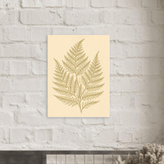 Botanical fern leaves in elegant line art metal print mockup