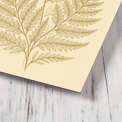 Botanical fern leaves in elegant line art metal print mockup