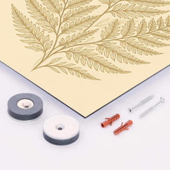 Botanical fern leaves in elegant line art metal print mockup