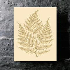 Botanical fern leaves in elegant line art metal print mockup