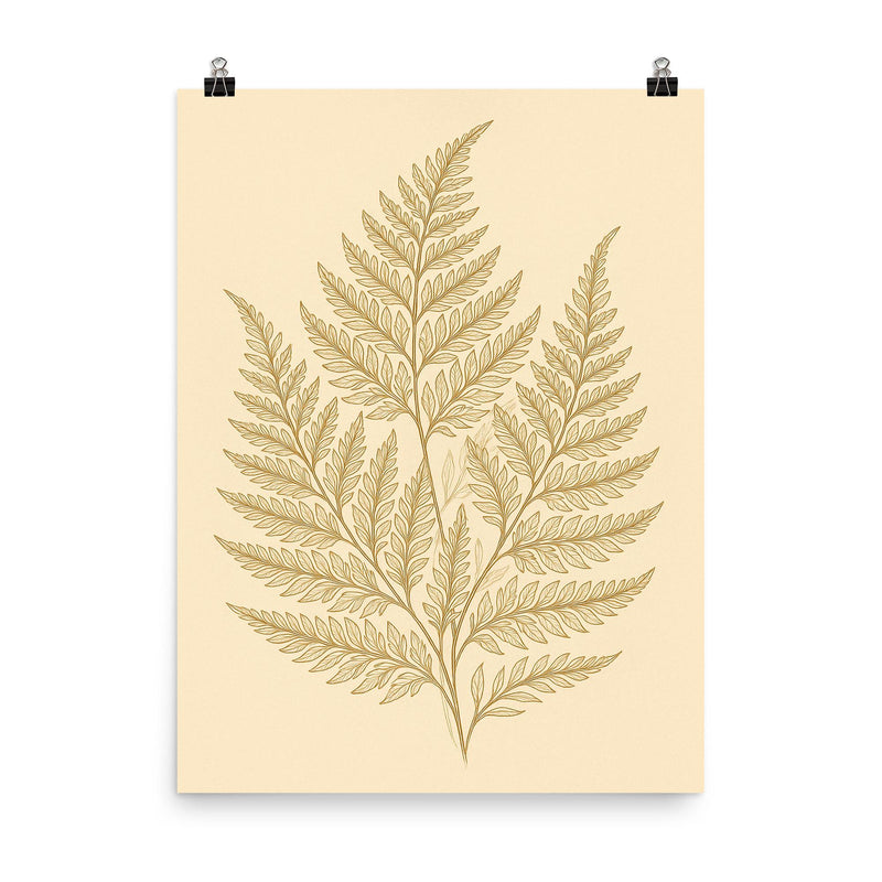 Botanical fern leaves in elegant line art poster 1