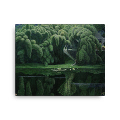Bottle Brush Trees by Jian Chong Min, c. 1990 canvas print on a plain backdrop in size 16"x20".