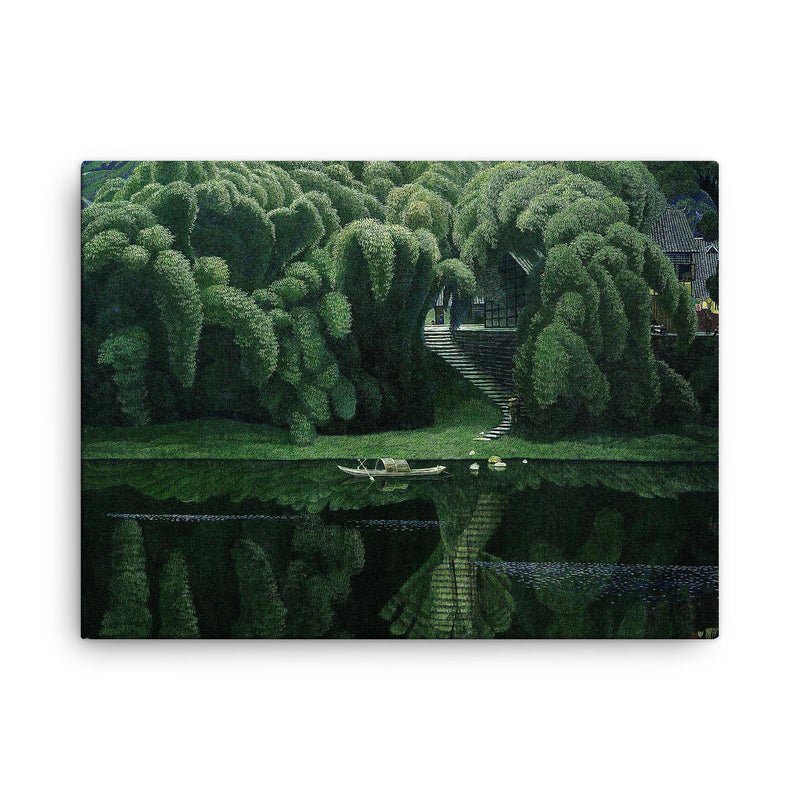 Bottle Brush Trees by Jian Chong Min, c. 1990 canvas print on a plain backdrop in size 18