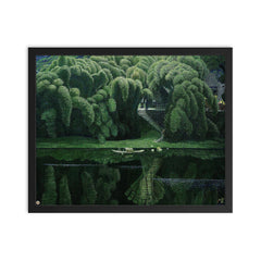 Bottle Brush Trees by Jian Chong Min, c. 1990 framed print on a plain backdrop in size 16"x20".