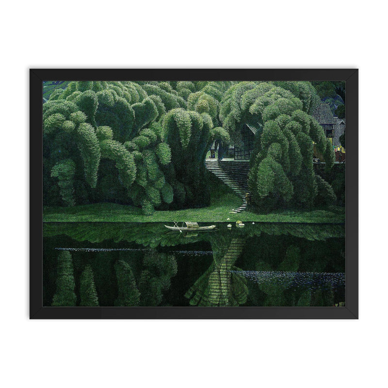 Bottle Brush Trees by Jian Chong Min, c. 1990 framed print on a plain backdrop in size 18