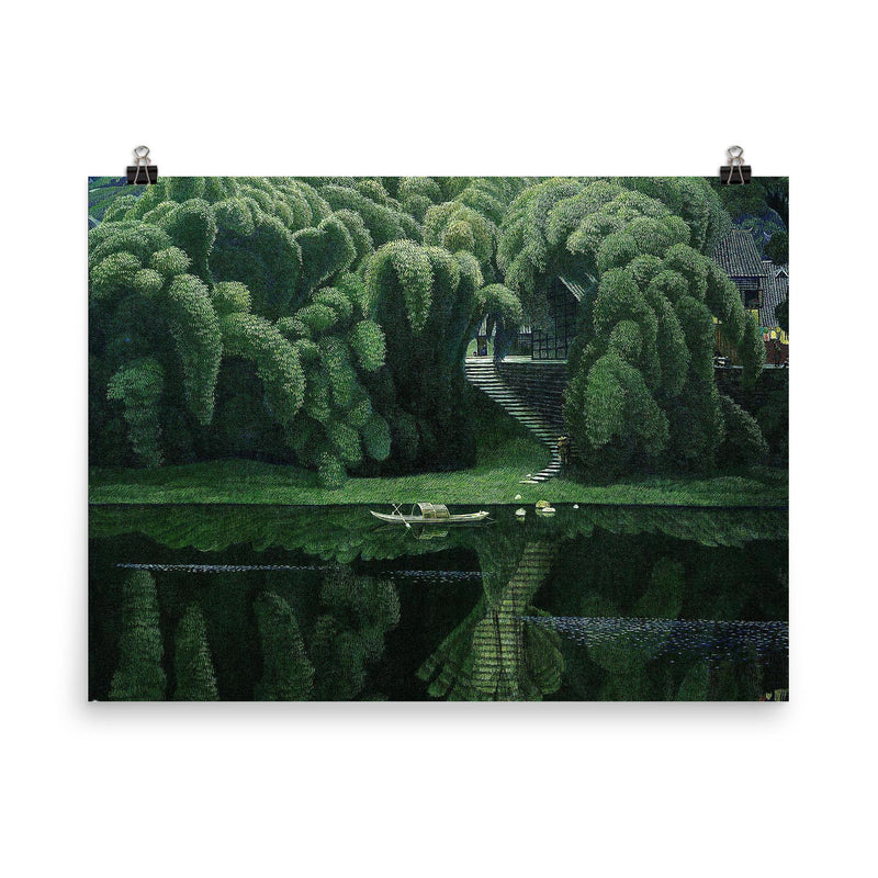 Bottle Brush Trees by Jian Chong Min, c. 1990 poster on a plain backdrop in size 8