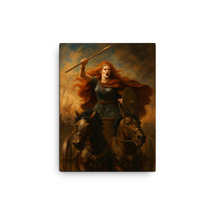 Boudica chariot rebellion portrait canvas print on a plain backdrop in size 12"x16".