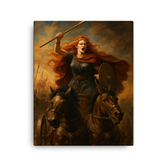 Boudica chariot rebellion portrait canvas print on a plain backdrop in size 16"x20".