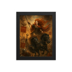 Boudica driving a war chariot through Roman standards framed print mockup 8x10