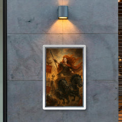 Boudica driving a war chariot through Roman standards poster 2
