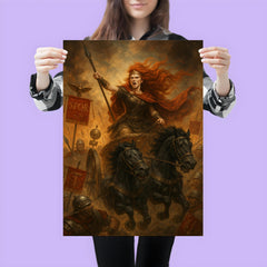 Boudica driving a war chariot through Roman standards poster 3