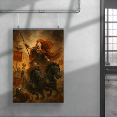Boudica driving a war chariot through Roman standards poster 4