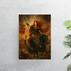 Boudica driving a war chariot through Roman standards poster 7
