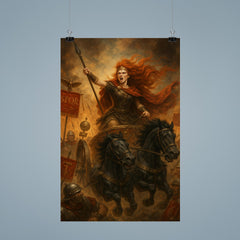 Boudica driving a war chariot through Roman standards poster 9